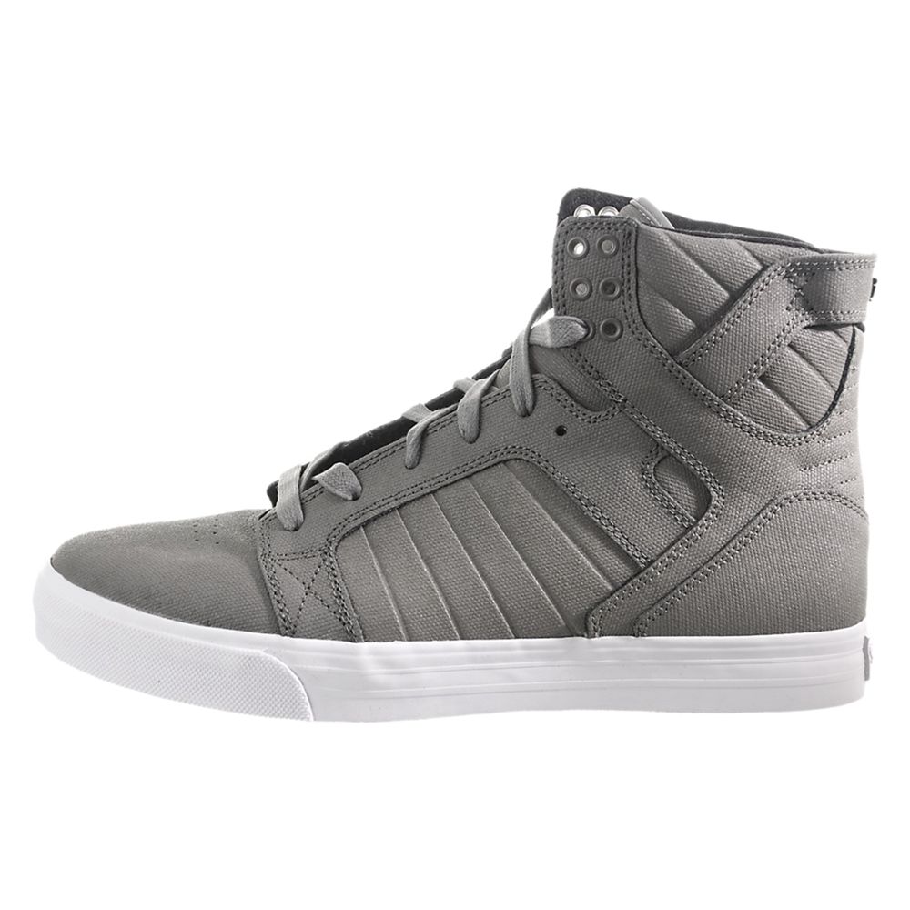 Baskets Montantes Supra SkyTop Grise Grey/Waxed Canvas Homme | NID-70415286